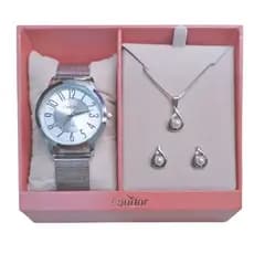 Kit Relógio feminino Condor original prata dia a dia 36mm Resistente a Água