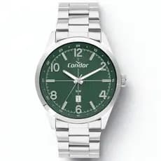 Relógio masculino Condor prata fundo verde 45mm CO2115MXR/4V Resistente a Água