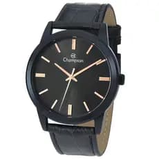 Relógio masculino preto Champion social pulseira de couro CN20702N