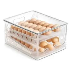 Porta Ovos 2 Andares Organizador De Geladeira Multiuso Transparente
