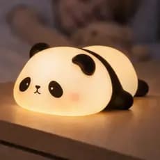 Luminária Mesa Abajur Colorido Panda Recarregável Infantil Branco