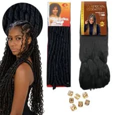 Kit Gypsy Braid Goddess Crochet Nina Cachos Fibra Japonesa 100g e Jumbo Tranças Afro