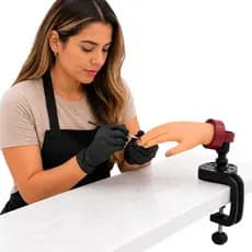 Kit Mão Profissional Anatômica Silicone Treino Unhas Suporte 360° Manicure Nail Designer