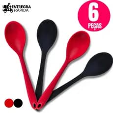 Kit 6 Ou 3 Colheres Arroz Silicone Resistente  | Não Risca Panelas | Resistente ao Calor