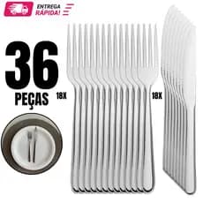 Faqueiro 36 Ou 12 Talheres Aço Inox – Garfos e Facas Reforçados p/ Restaurante, Buffet e Cozinha