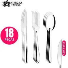 Jogo de Talheres 18 ou 12 peças Aço Ino Facas Garfos de Mesa Colheres Para Cozinha e Restaurantes