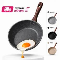 Frigideira Cerâmica Cabo Aço Inox  Antiaderente Indução Gás Soft Touch Premium Preta Bege Cinza Pequena Grande
