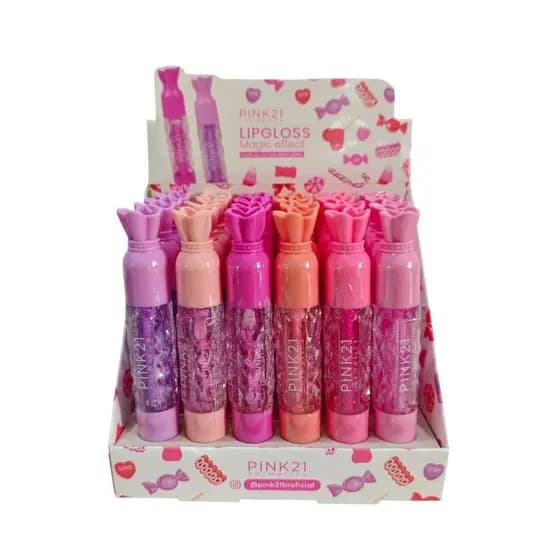 kit 2 unidades Lip Gloss Magic Effect muda de cor com efeito Rosinha e Glitter- Pink21