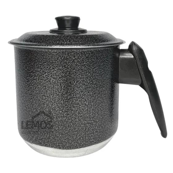 Leiteira Fervedor Com Tampa N12 Em Alumínio Caneca Com Capacidade 1,2L Preta