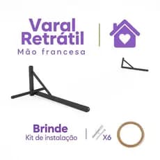 Varal de Parede Muro Dobrável retrátil Mão Francesa cabo aço + KIT INSTALAÇÃO
