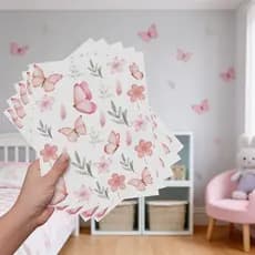 Adesivo de Parede Borboletas e Flores Decoração Delicada para Quarto Infantil Feminino