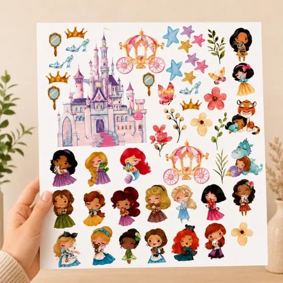 Adesivo de Parede Princesas Infantil Castelo Decorativo Cartela 50x50cm