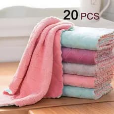 20 pcs Pano Absorvente Anti Óleo Para Cozinha / Pano De Microfibra / Toalha De Limpeza De Veludo Cozinha /Toalha De Mesa