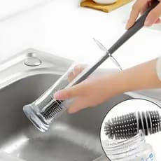 Escova De Silicone Para Lavar Garrafa Mamadeira Copo Taça Ou Banheiro Em Casa Cozinha Limpeza Multiuso Com Cabo