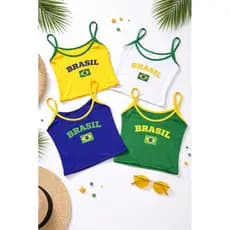 BLUSA BRASIL FEMININA REGATINHA BRASIL CROPPED 🇧🇷  CROPPED COPA CROPPED FEMININO