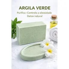 Sabonete Artesanal de Argila Verde – Xô Acne, Cravos e Oleosidade 🌿