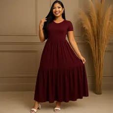 Vestido Longo Feminino Verão Luxo Malha Elegante luxo com babado evangélicos