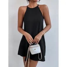 Vestido Alcinha Regatinha Solto Basico Feminino Dia Dia Curto com Alças Finas vestido com suspensório festa babado