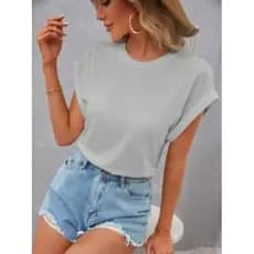 Blusa T-shirt Feminina Camiseta Basica Manga Japonesa Lisa Casual Estilosa