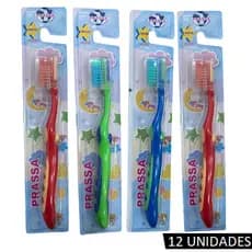 Kit Escova de Dente Macia Infantil Pacote 12 Unidades Colorida