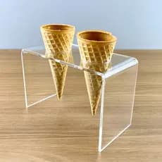 Suporte Para Sorvete Casquina Temaki Pizza Cone Acrílico Cast 2 Furos Sorveteria Lanchonete