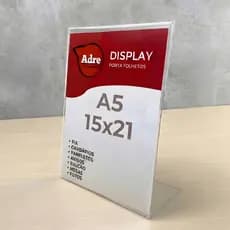 Display Acrílico Expositor Suporte A5 L 15x21 Acrílico (ps) 2mm Transparente Flyer Mesa Bancada