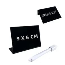 Kit Displays L 9x6 Acrílico Mini Lousa Buffet Porta Preço