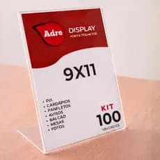 kit 100 Displays A7 L Expositor 9x11 Acrílico (PS) Etiqueta Polaroid  Foto Instax Cards