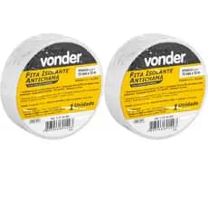 Kit com 2 Fitas Isolante Branca Antichama 19 mm x 10 metros - Vonder