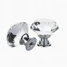 Kit 2 Puxadores de Cristal 30mm Cromado Para Gaveta Armário