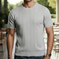 Camisa masculina Tricot Malha Canelada Texturizada Slim Estilosa Luxo Tricot