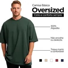 Camiseta Oversized Masculina 100% Algodão Casual Passeio Caminhada Treino Confortável Macia Slim