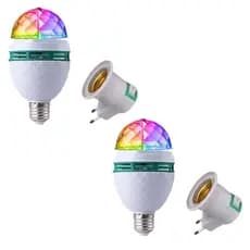 Combo 2 Lâmpada Led Globo Colorida Giratoria Festa 110v/220v