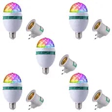 Combo 5 Lâmpada Led Globo Colorida Giratoria Festa 110v/220v