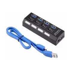 Hub Usb 3.0 4 Portas Liga E Desliga Alta Velocidade Preto, Shinka