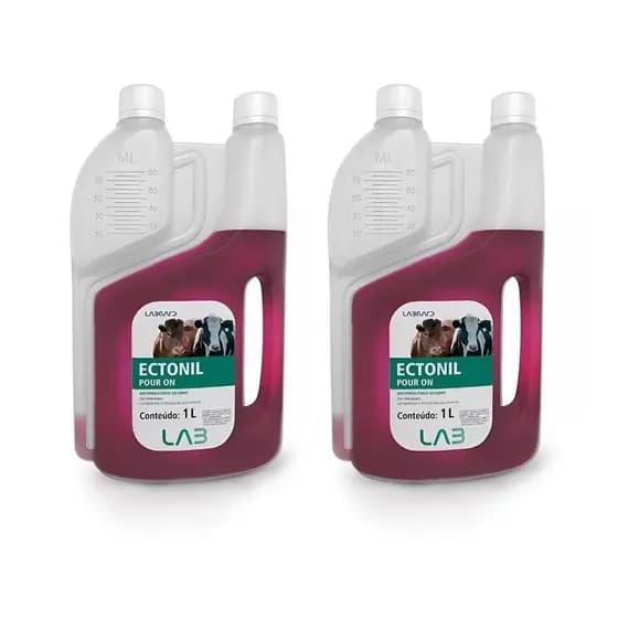 Kit 2 Ectonil Pour On 1000 Ml Contra Parasitas como carrapatos e moscas Carrapaticida e Mosquicida