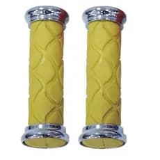 Par de Manopla De Punho Amarela Aba Cromada Bicicleta Mtb Aro 20 24 26 29 Bike Cross MTB Montadinha
