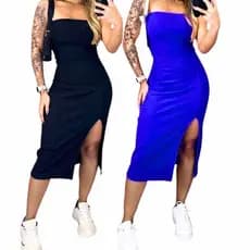 KIT  2  VESTIDOM OUSADIA MIDI FEMININO TOMARA QUE CAIA