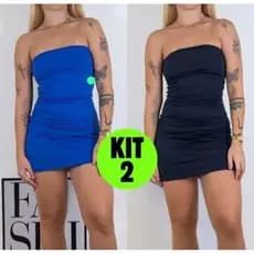 KIT 2 vestido curto canelado mini feminina 0045