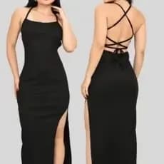 vestido transado feminino longo colado com fenda na lateral espinha na bumbum