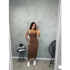 Vestido LONGO tomara que caia canelado tubinho
