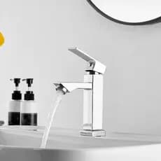 Torneira Banheiro Lavabo Fria Quadrada 1/4 Volta Luxo Cromada Inox Aço Gourmet Bancada Preto Fosco