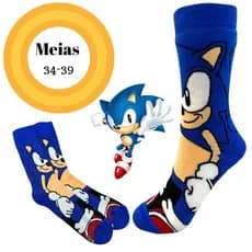 Meia De Algodão Personalizada Meninos Meias Sonic Cano Alto 34-39