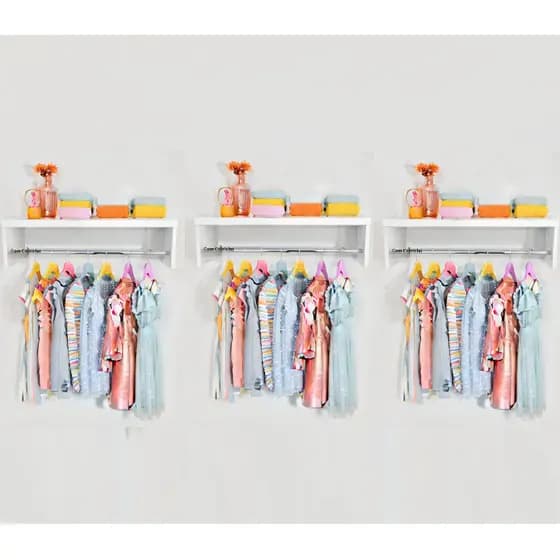 Oferta 3 Cabideiros Arara De parede Para Roupas Branco Closet 60 Cm