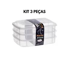 Kit Pote Hermético 3 Divisórias Porta Frios C/ Escorredor Para Cozinha Organização