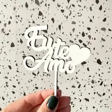 Kit 10 Com Topos De Bolo Em Mdf 3mm Eu Te Amo Mod 5