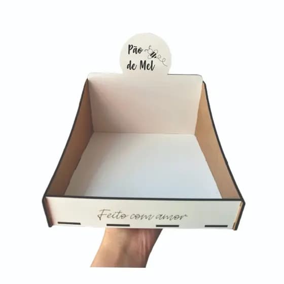 Expositor para Pão de Mel em Mdf 3mm Branco 20x20x18cm
