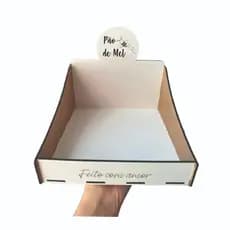 Expositor para Pão de Mel em Mdf 3mm Branco 20x20x18cm