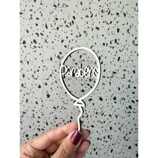 Kit 10 Com Topos De Bolo Em Mdf 3mm Balão Parabéns Mod 4