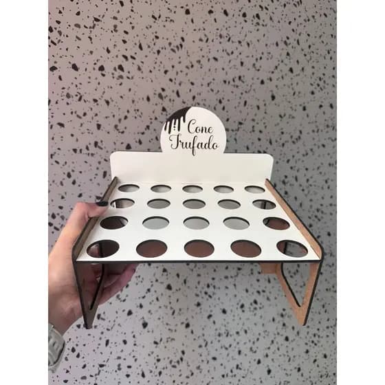 Expositor em MDF 3mm para Cone Trufado Casquinhas Gravado